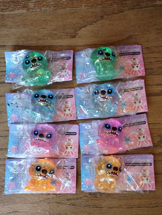 Other - NEW Glitter Stitch Squishy Toy – Set of 8-Green, Blue, Pink & Orange